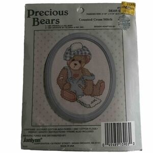 Janlynn Cherished Teddie Counted Cross Stitch "Dear Santa" With Frame SEALED